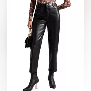 Ted Baker Plaider Faux Leather Straight Leg Pants. Size 3 (6-8)